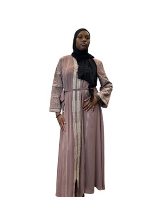 Light purple Abaya whit inbroderie on the arms